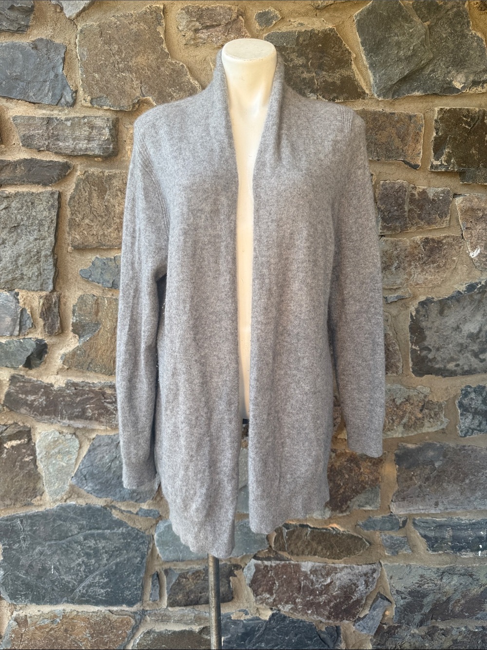 Saks Fifth Avenue Cashmere Open-Front Knit Cardigan in Heather Gray Size XXL